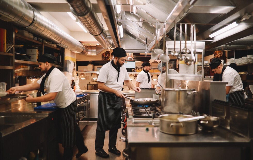 Busy kitchen crew